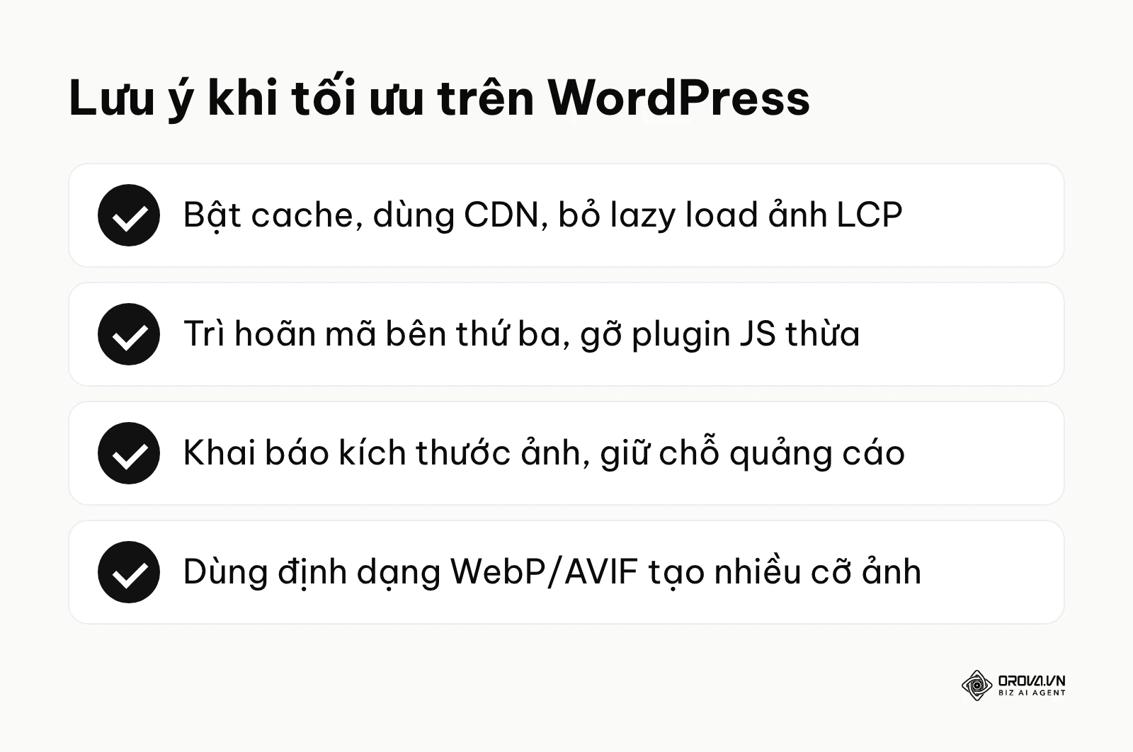 Bảng kiểm tra nguyên tắc tối ưu tốc độ cho WordPress