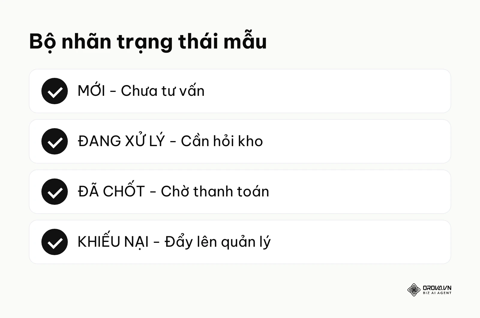 Bộ nhãn trạng thái khách hàng mẫu khi quản lý nhiều page