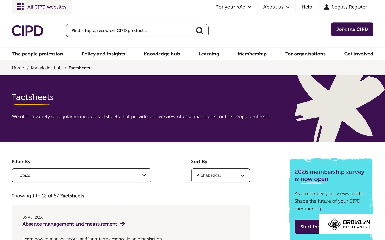 英国特许人事和发展协会（CIPD）的知识库收录了岗位设计、招聘等人力资源主题的资料。
