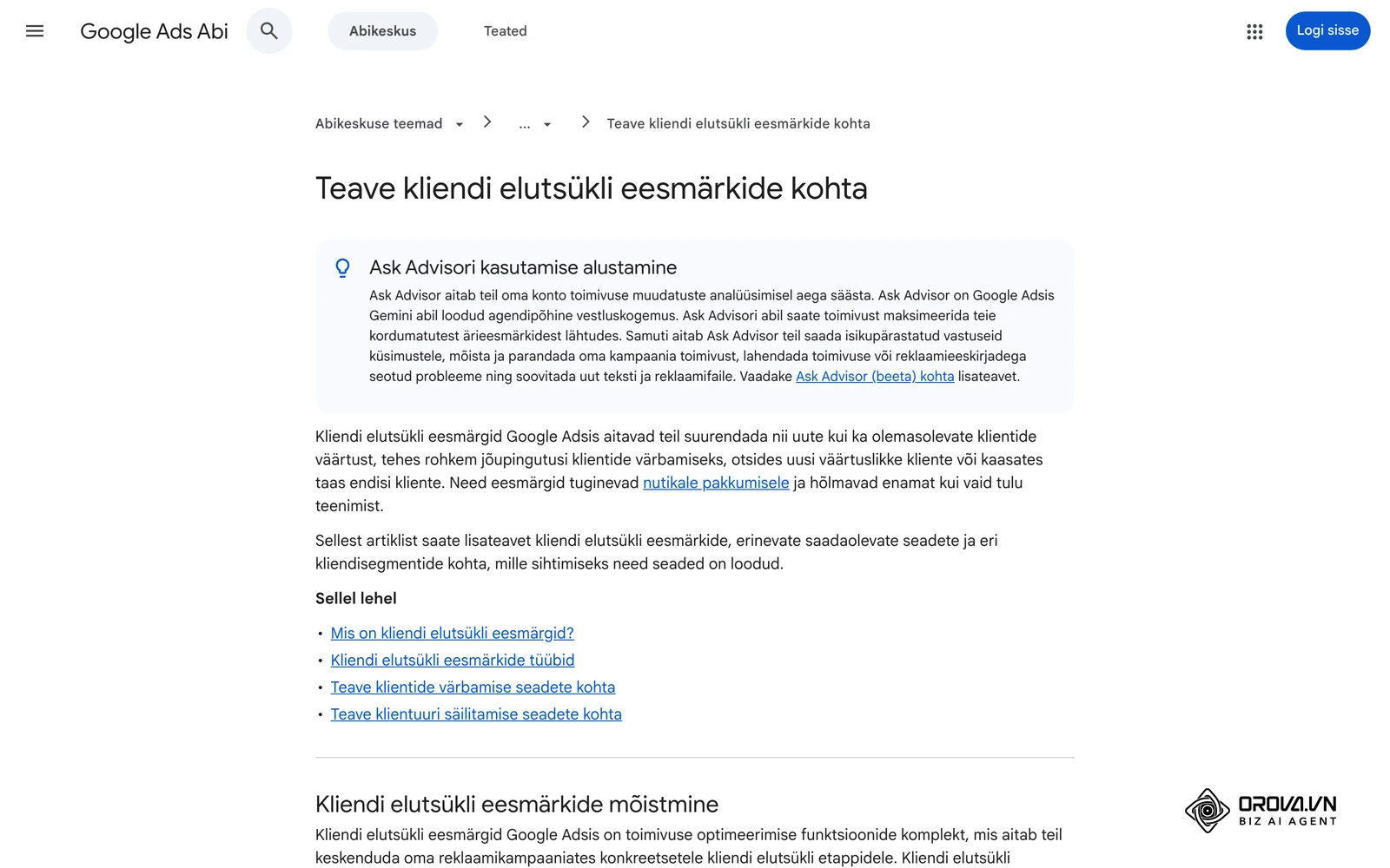 Google Ads Abi eesti keeles: kliendi elutsükli eesmärgid, millega saab uusi kliente väärtustada kõrgemalt kui korduvoste.