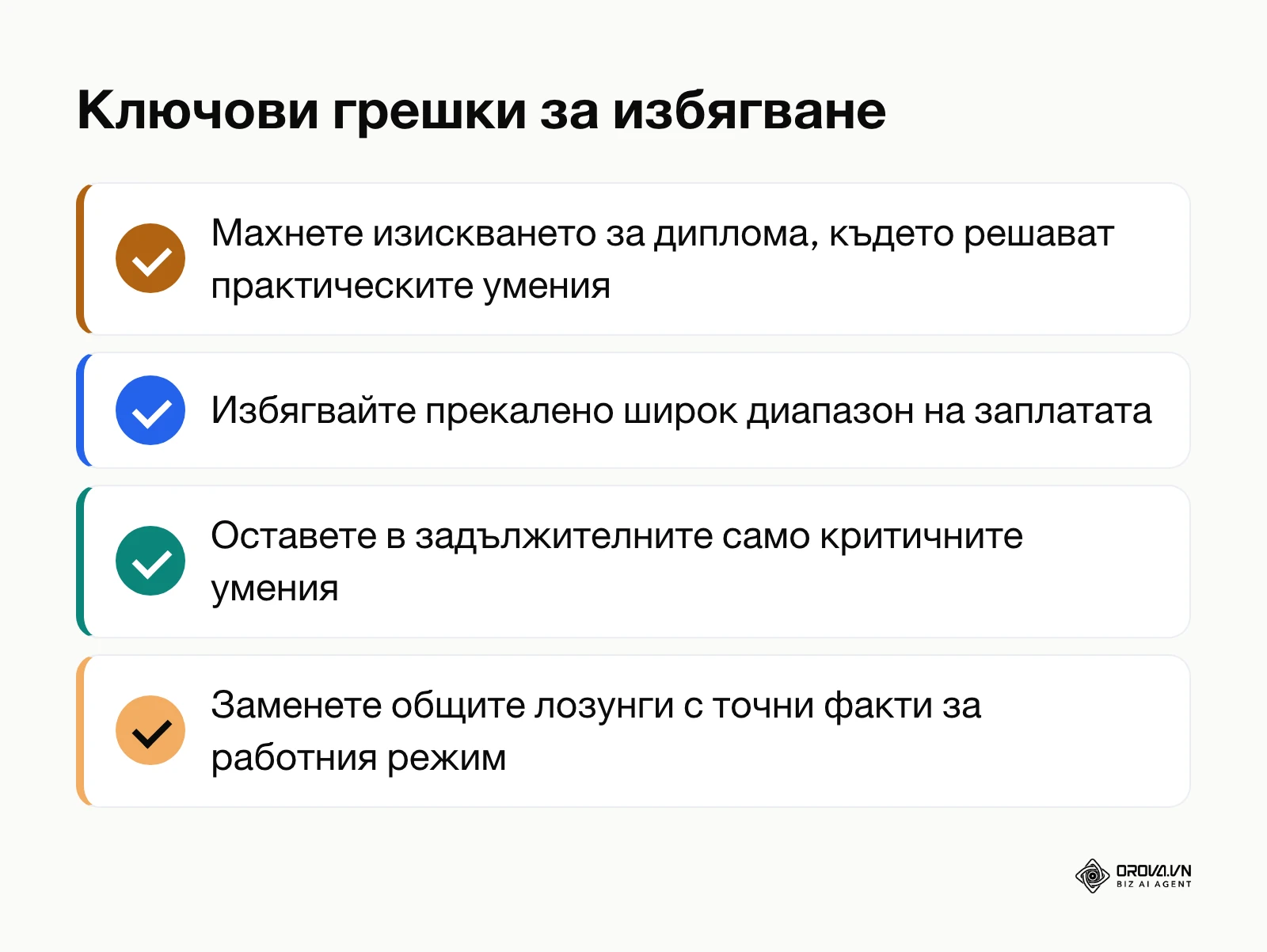 Списък с ключови корекции за отстраняване на слабости в текста на обявата