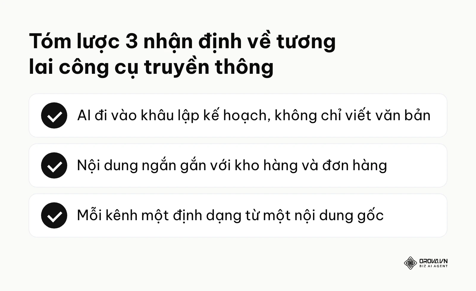 Danh sách tóm tắt ba xu hướng chính về sự phát triển của công cụ truyền thông trong tương lai gần.