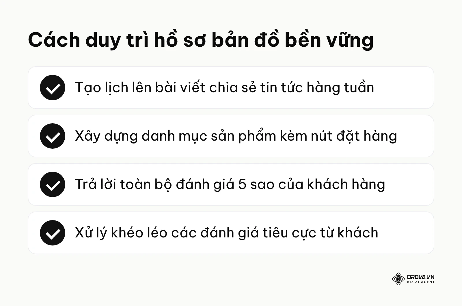 Danh sách các hoạt động cần làm để duy trì và leo top ổn định.