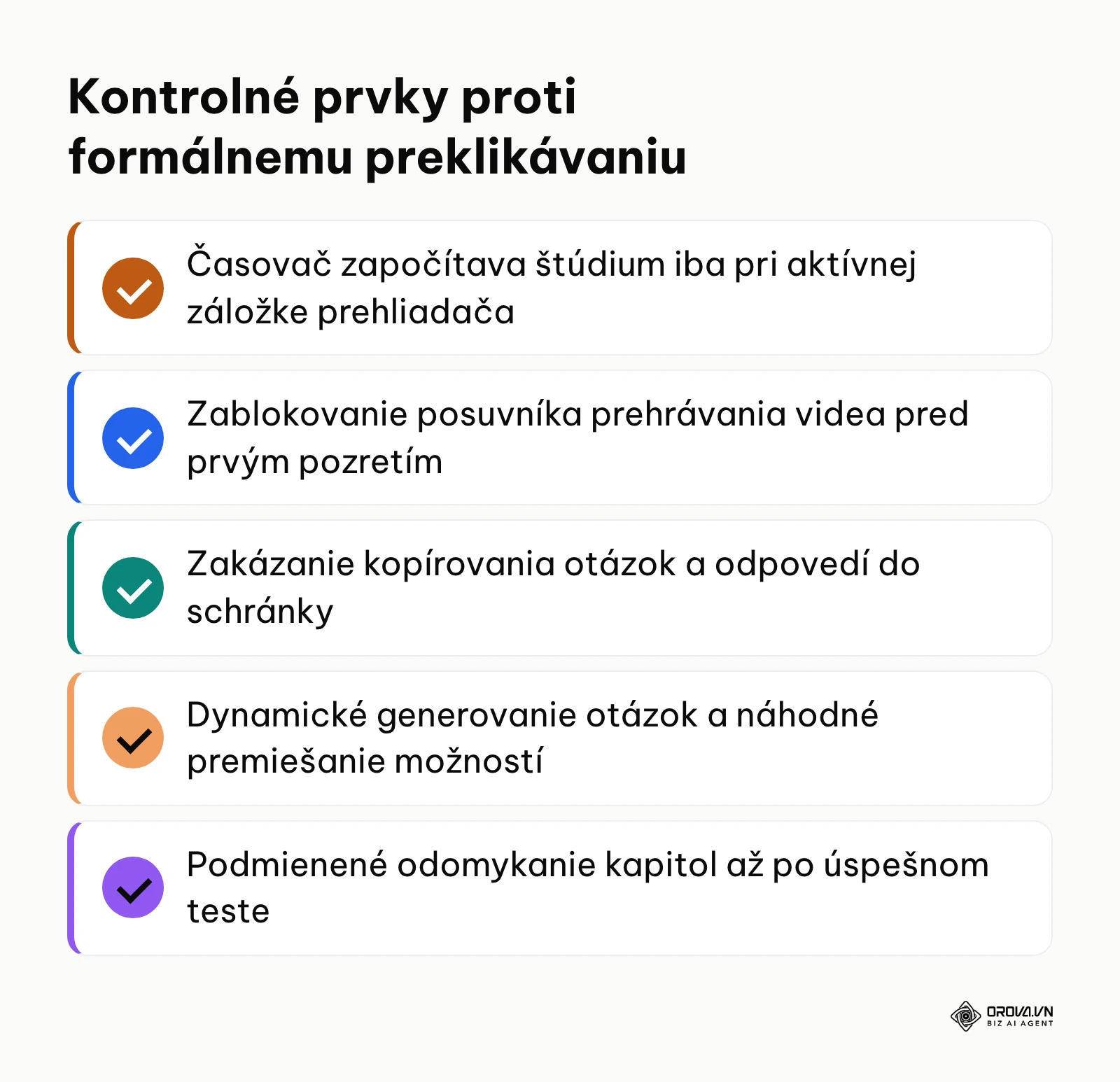 Zoznam bezpečnostných prvkov LMS zabraňujúcich podvádzaniu pri vzdelávaní.