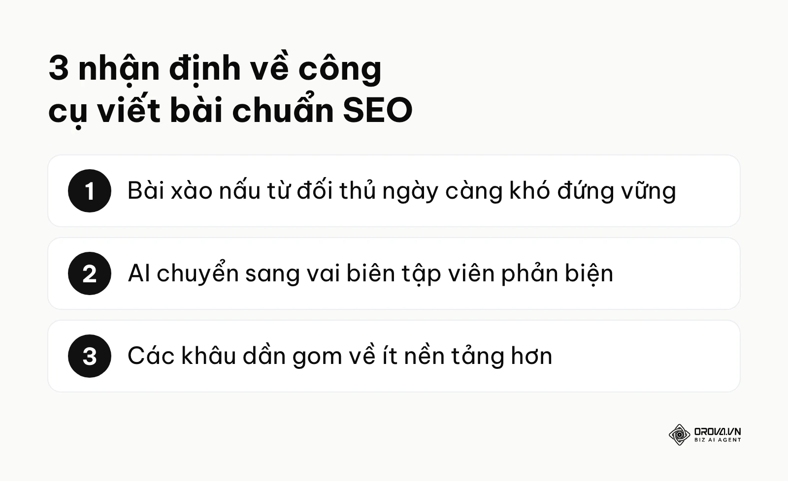 Tóm tắt 3 nhận định của tác giả về xu hướng công cụ viết bài chuẩn SEO