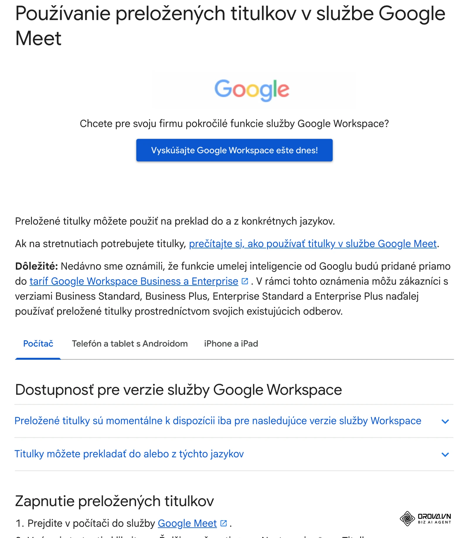 Slovenský Pomocník Google Meet: používanie preložených titulkov počas videostretnutia.