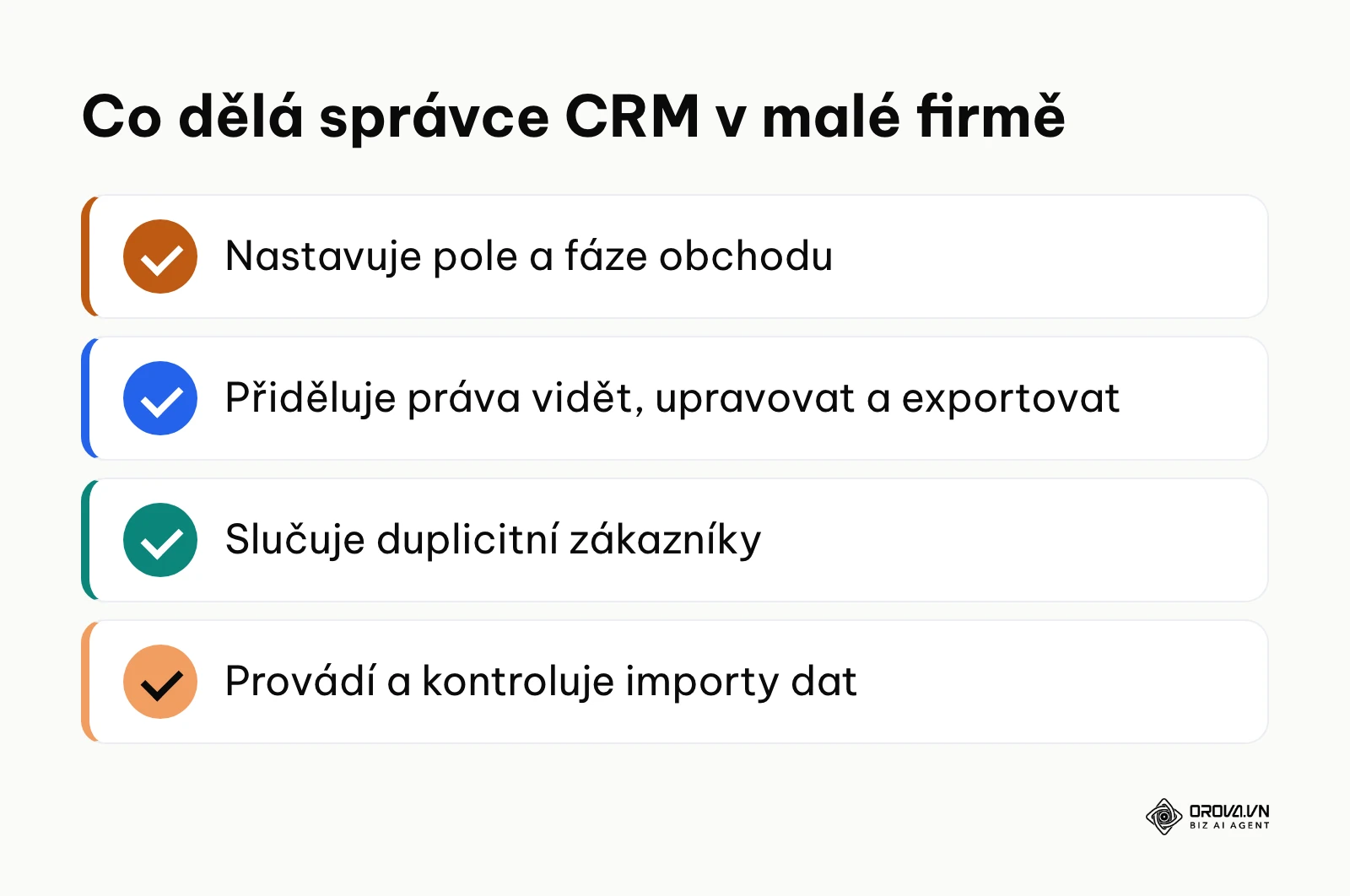 Shrnutí čtyř hlavních povinností správce CRM systému v malé firmě
