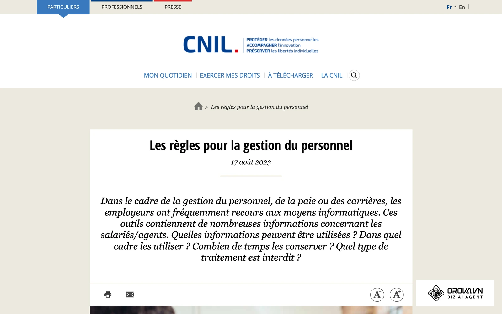 Fiche de la CNIL « Les règles pour la gestion du personnel » : quelles données utiliser, dans quel cadre et combien de temps les conserver.