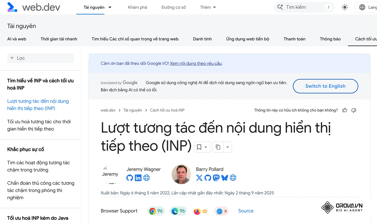 INP (Interaction to Next Paint) là thước đo chính thức đánh giá mức độ mượt mà khi người dùng tương tác với trang (nhấp chuột, gõ phím, chạm màn hình cảm ứng).