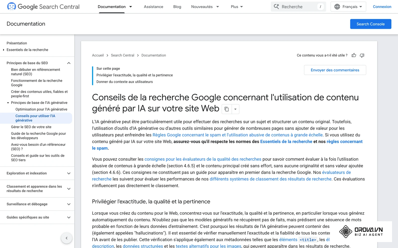 Les consignes de Google sur l'usage de l'IA générative pour créer du contenu.