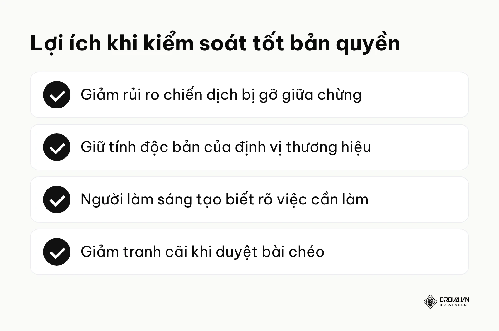 Tóm tắt lợi ích khi doanh nghiệp kiểm soát tốt bản quyền nội dung có AI tham gia