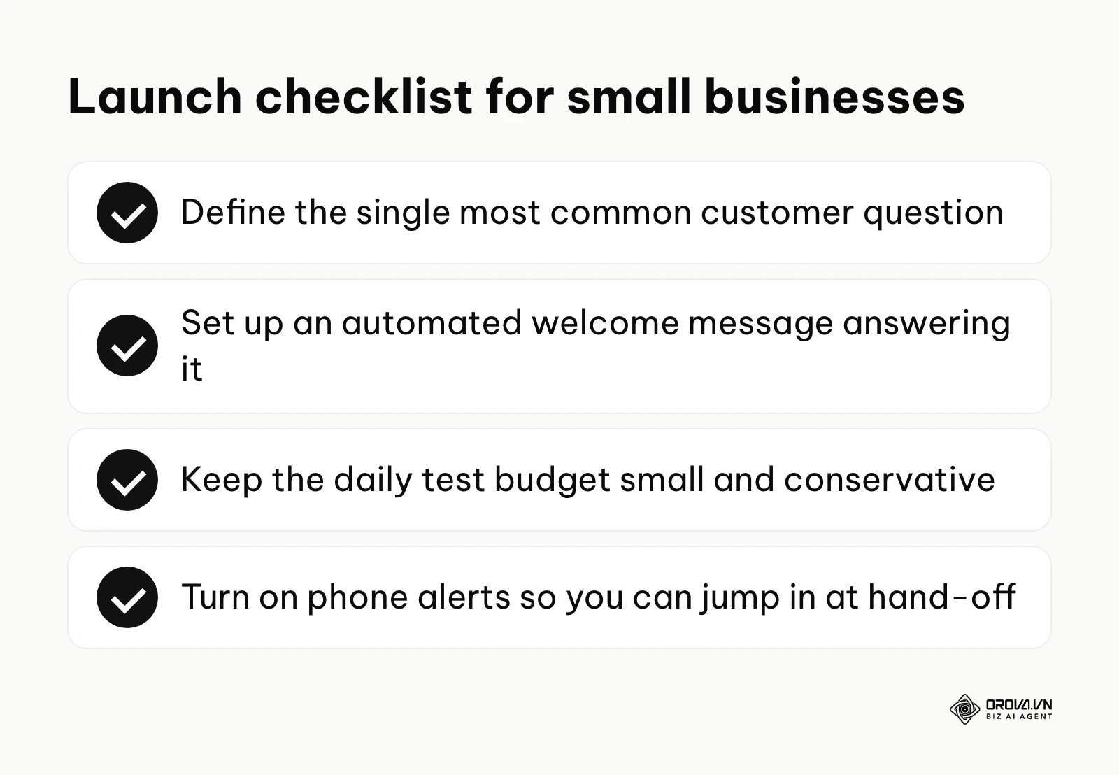 A checklist of 4 essential steps for small business owners launching their first messaging campaign.
