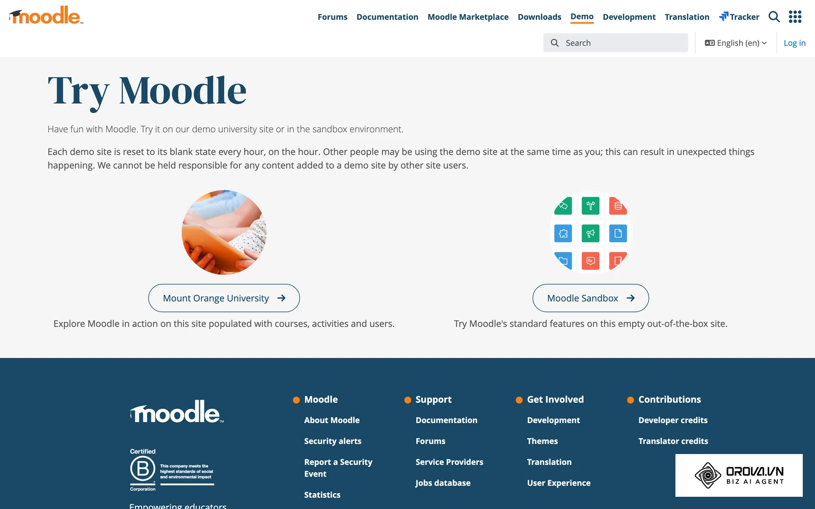 Moodles officiella demosida, där du kan prova en öppen lärplattform innan du väljer system.