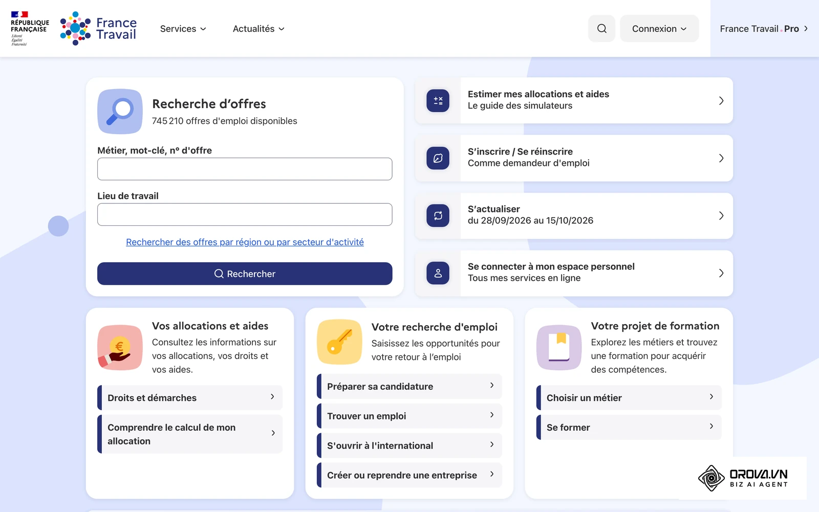 France Travail, service public de l'emploi où les employeurs peuvent diffuser leurs offres.