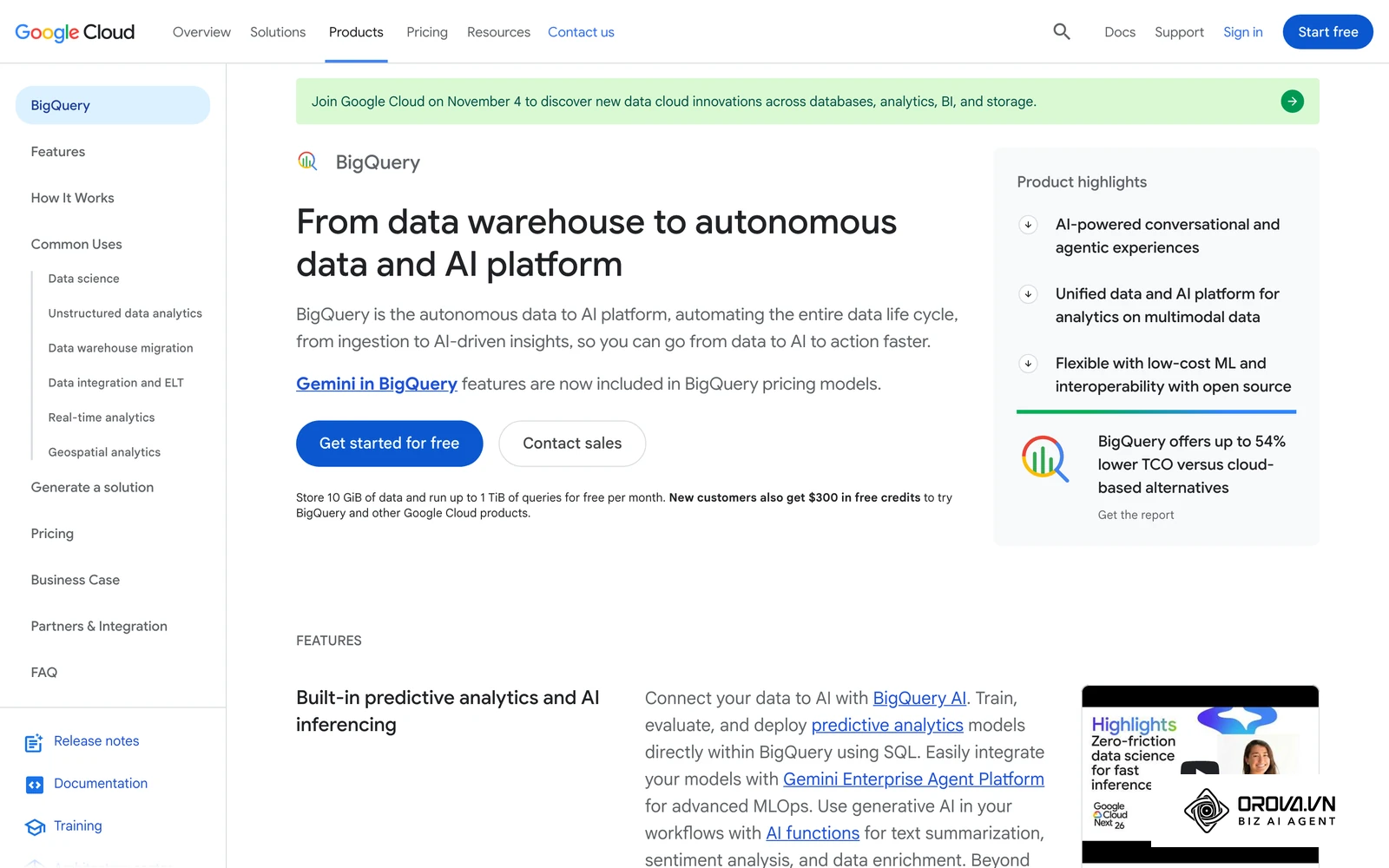 Google BigQuery acts as a central data warehouse for storing diverse marketing metrics.