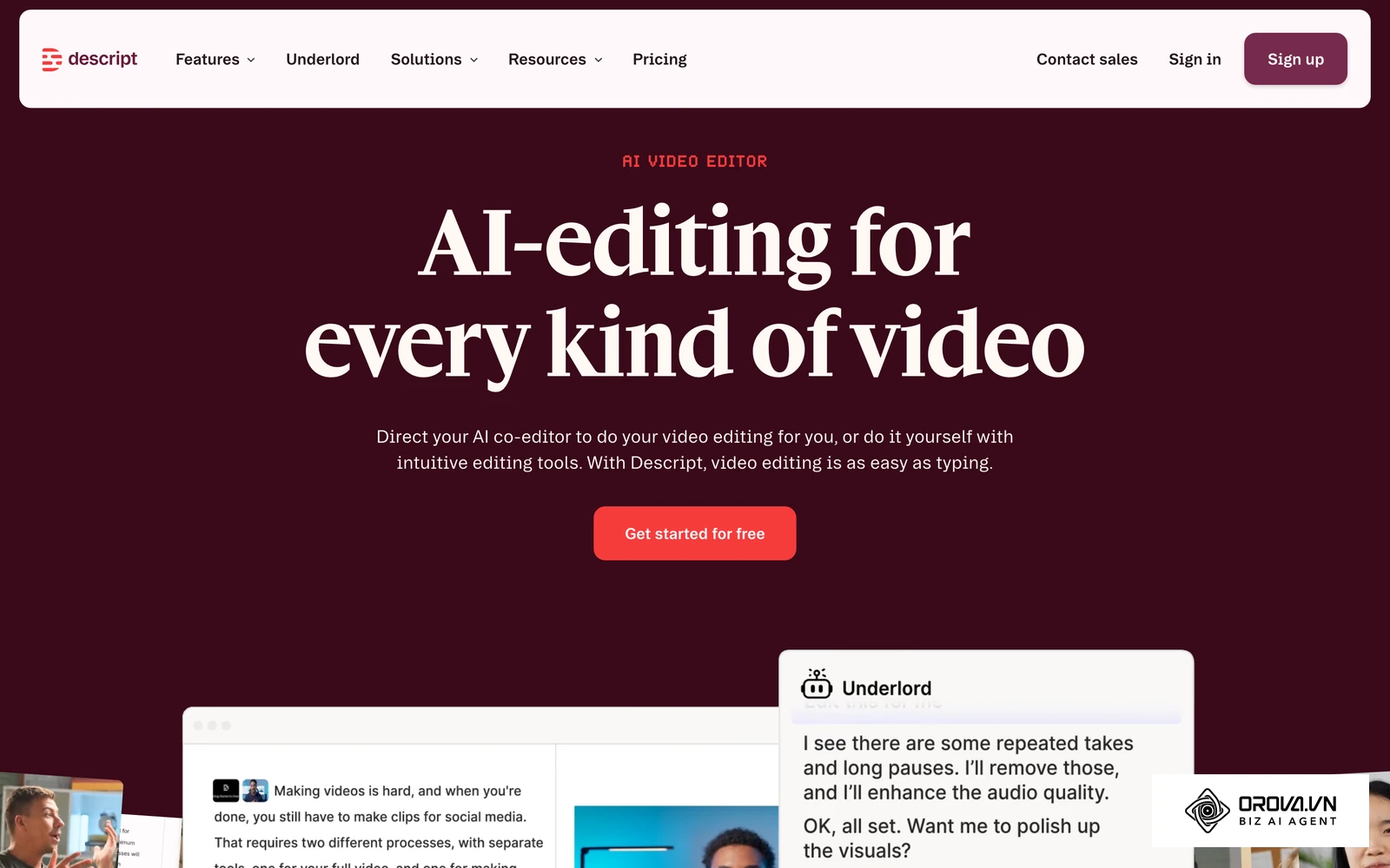 Descript, a text-based video editor in-house teams use to cut many variations of the same clip.