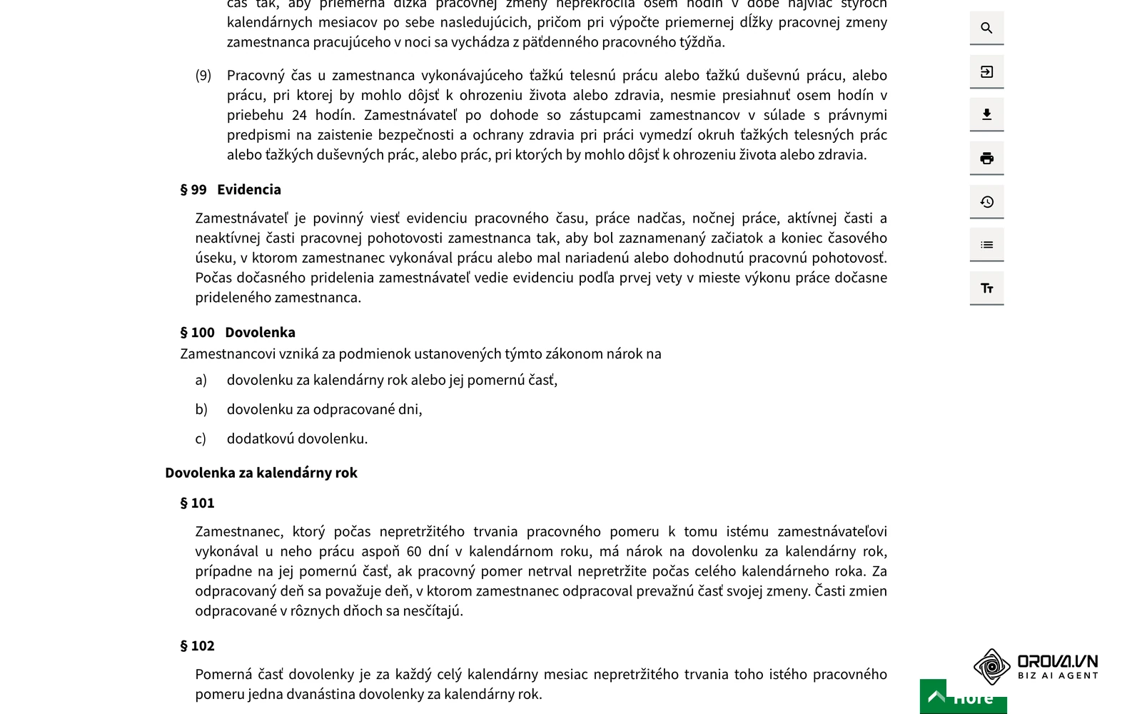 § 99 Evidencia v Zákonníku práce (zákon č. 311/2001 Z. z.) na portáli Slov-Lex