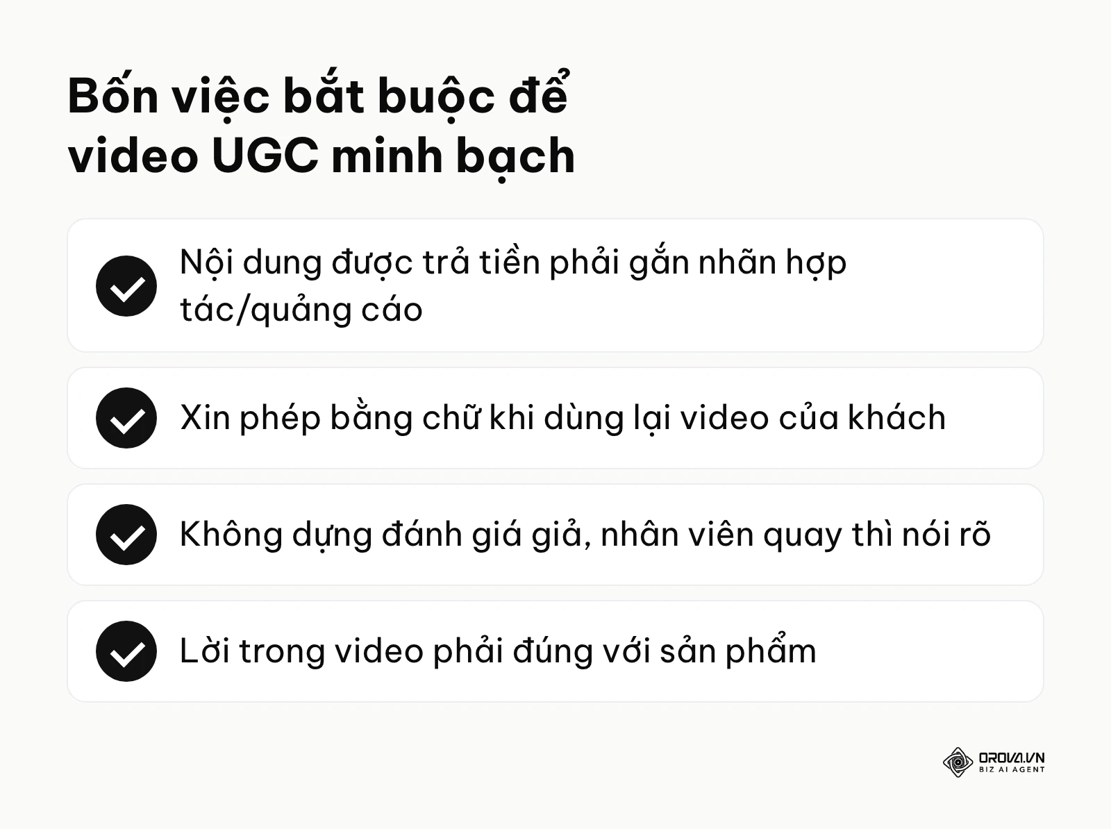 Danh sách bốn việc bắt buộc để làm video UGC minh bạch