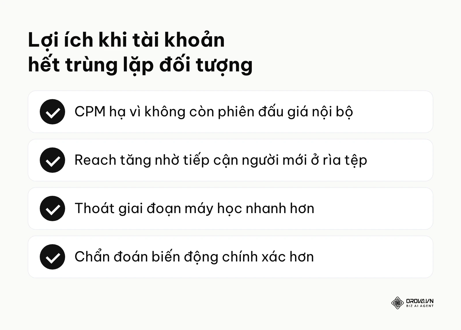 Tóm tắt các lợi ích sau khi xử lý trùng lặp đối tượng trong tài khoản quảng cáo