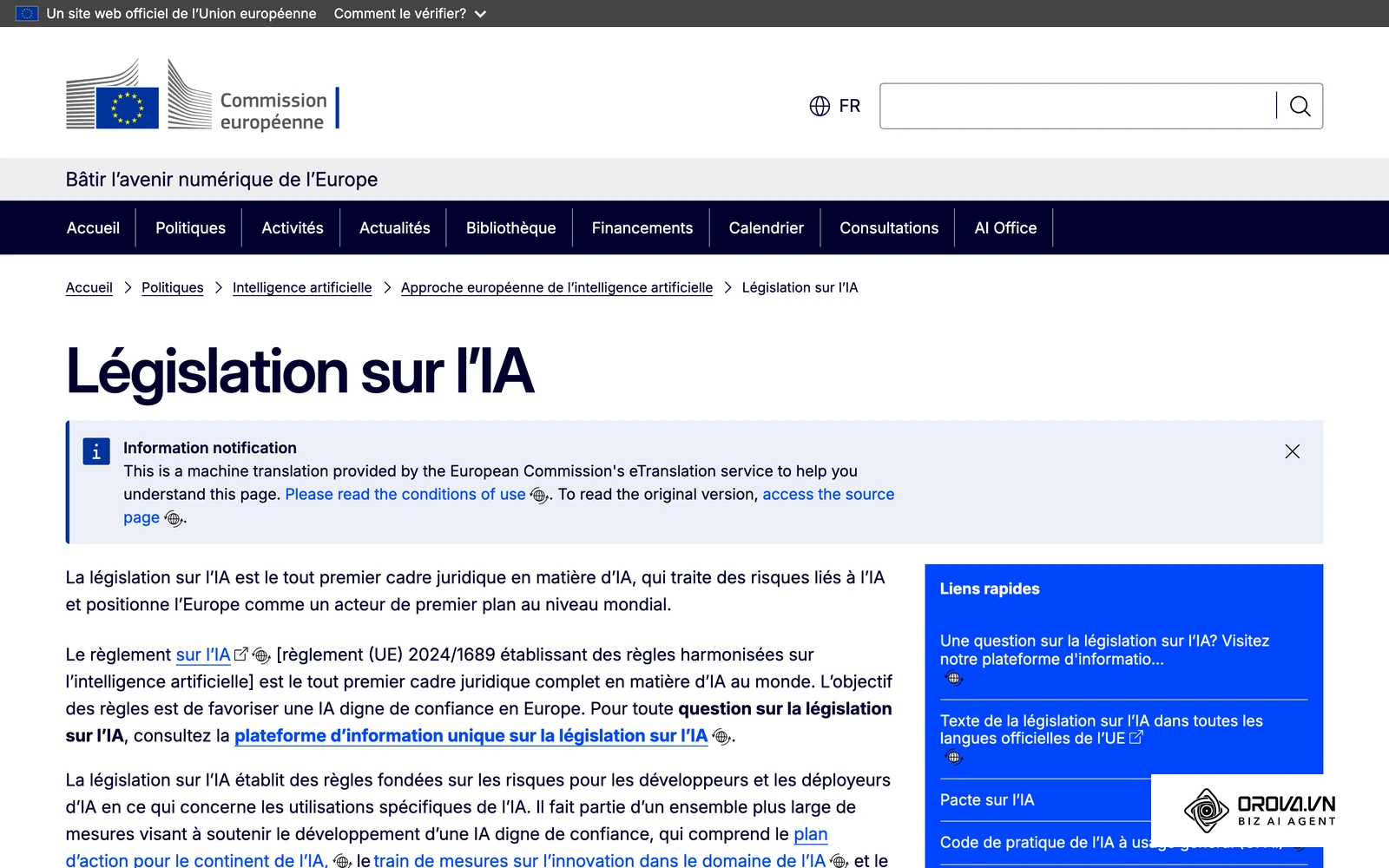 La Commission européenne présente le cadre réglementaire sur l'IA, à consulter avant d'activer l'évaluation automatisée des candidatures.