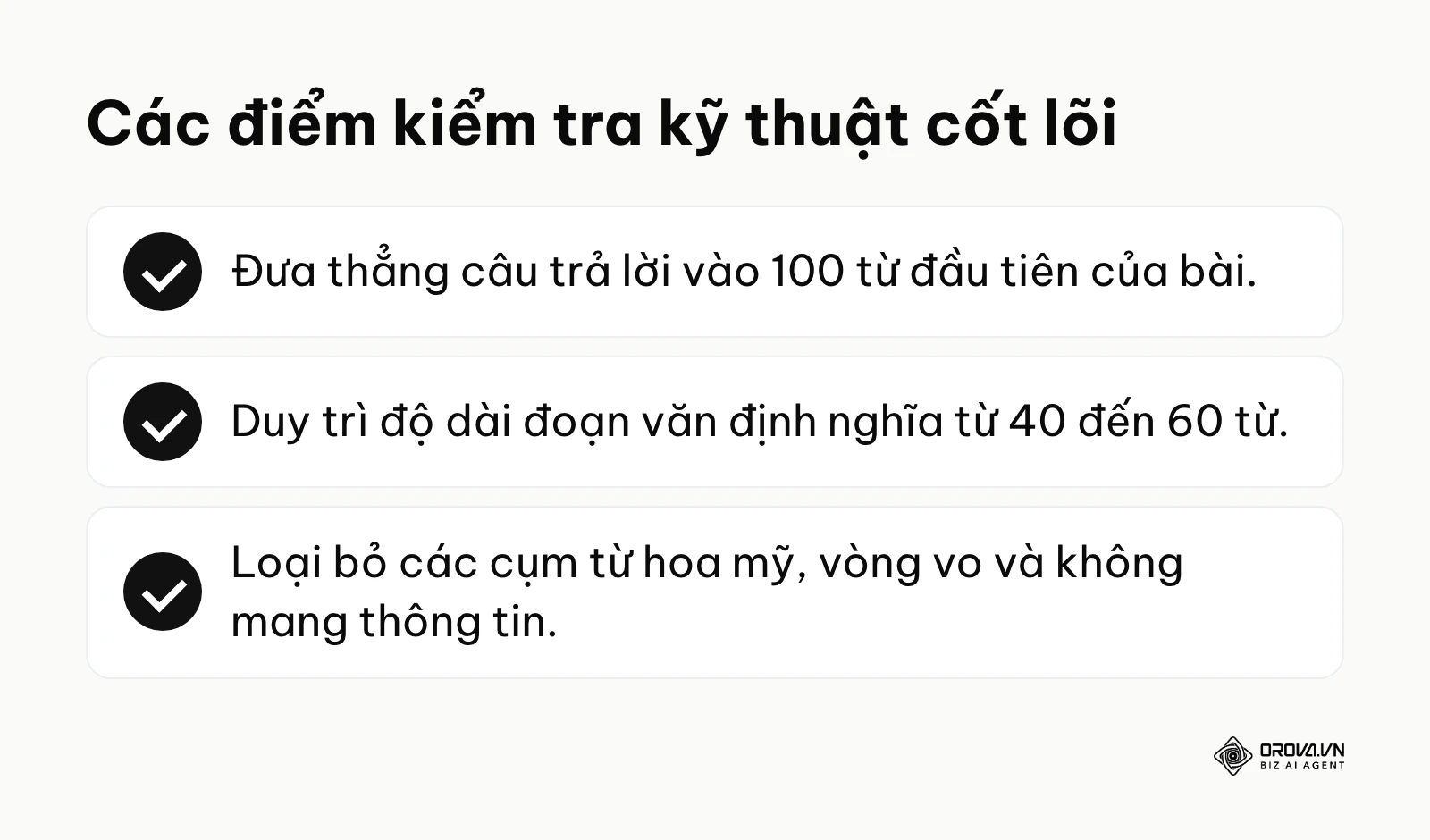Danh sách tóm tắt các điểm cần lưu ý khi nâng cấp bài viết cũ để phù hợp với định dạng mới.