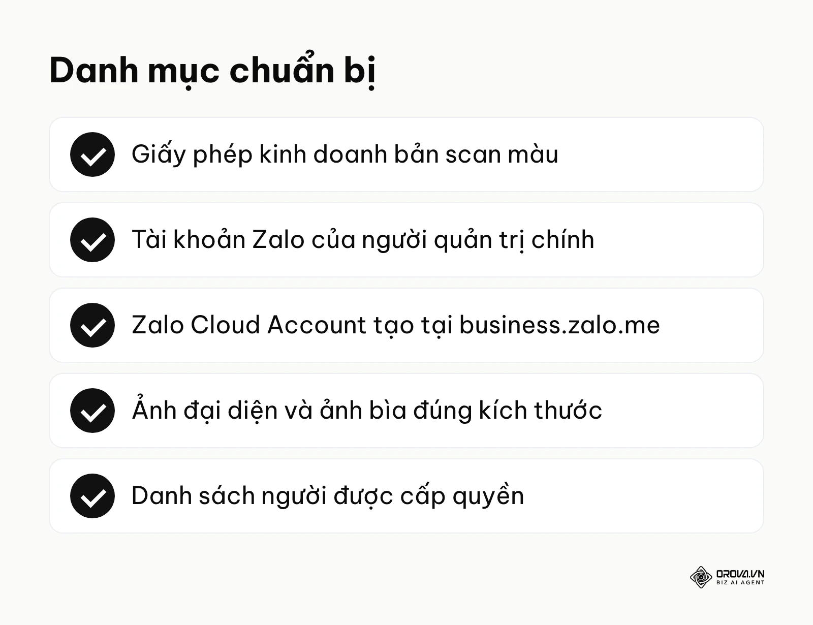 Danh sách 5 thứ cần chuẩn bị để thiết lập tài khoản OA