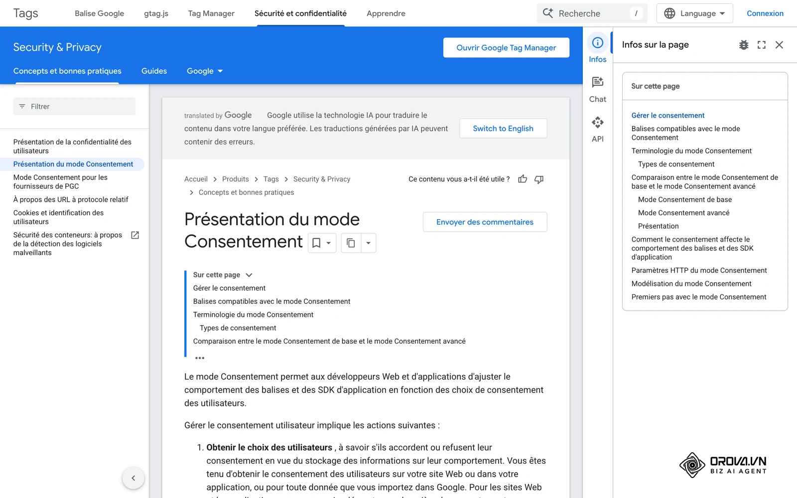 Documentation Google sur le mode Consentement, à connaître avant de comparer conversions observées et modélisées.