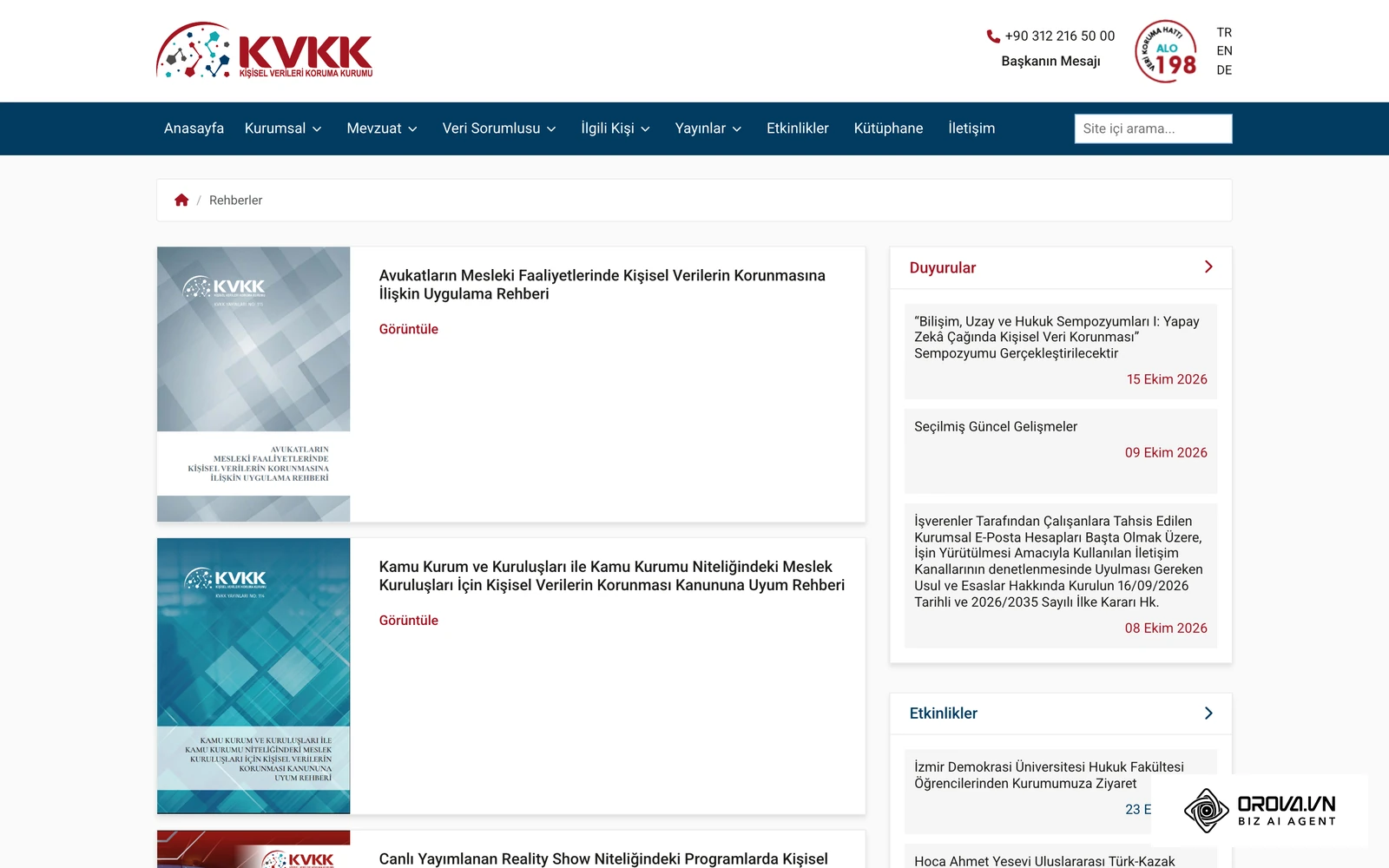 Kişisel Verileri Koruma Kurumu (KVKK) resmi sitesindeki rehberler sayfası