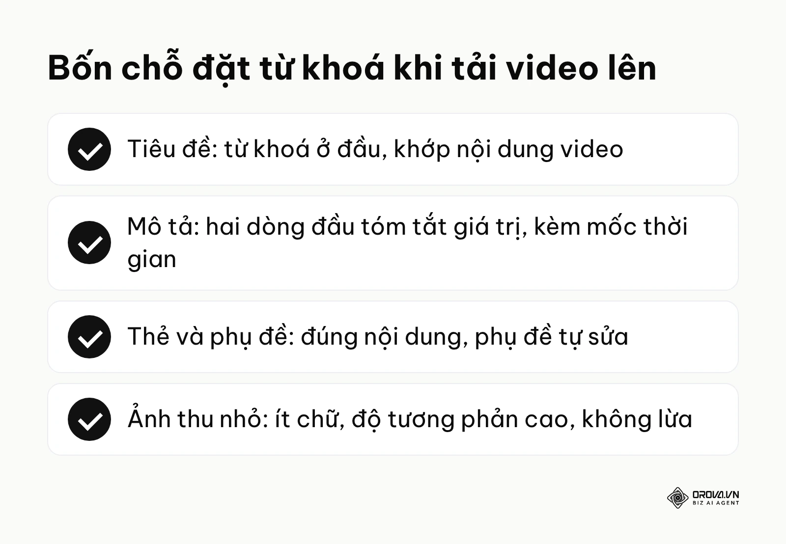 Bốn chỗ tối ưu khi tải video: tiêu đề, mô tả, thẻ và phụ đề, ảnh thu nhỏ