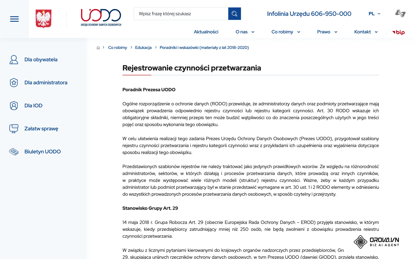 Poradnik Prezesa UODO o rejestrowaniu czynności przetwarzania, przydatny przy rozmowie z dostawcą CRM o danych klientów.
