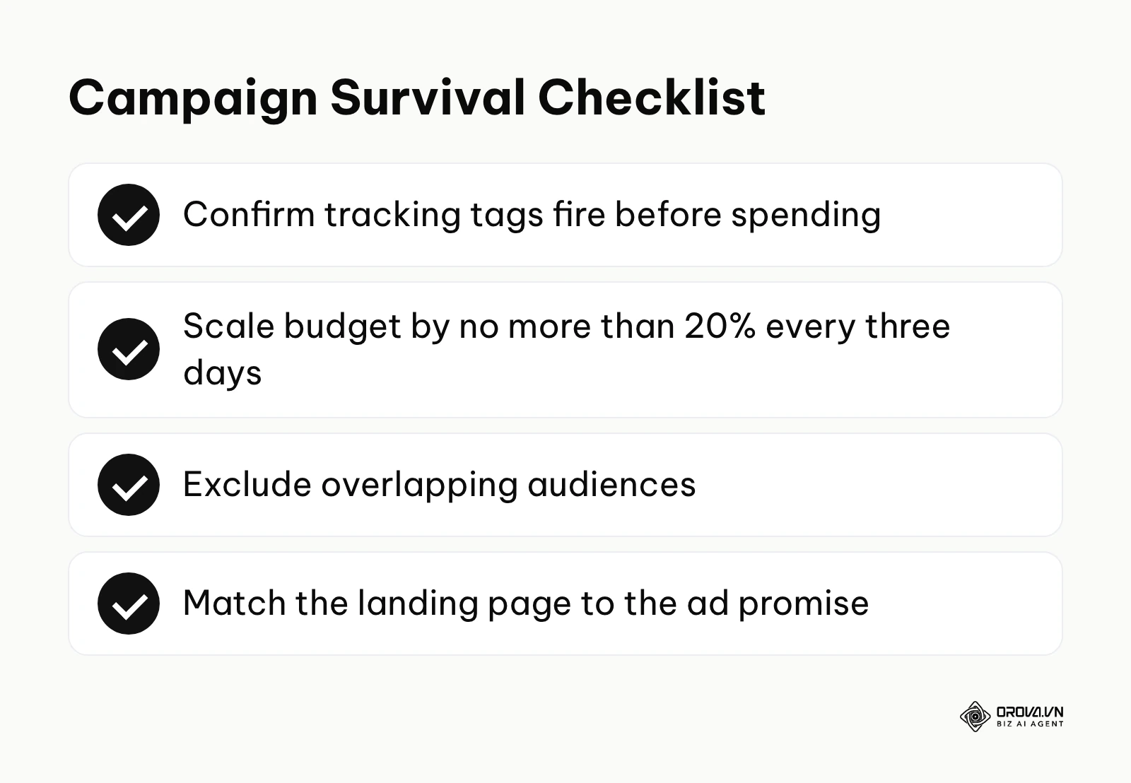 Checklist of critical actions to prevent campaign failure