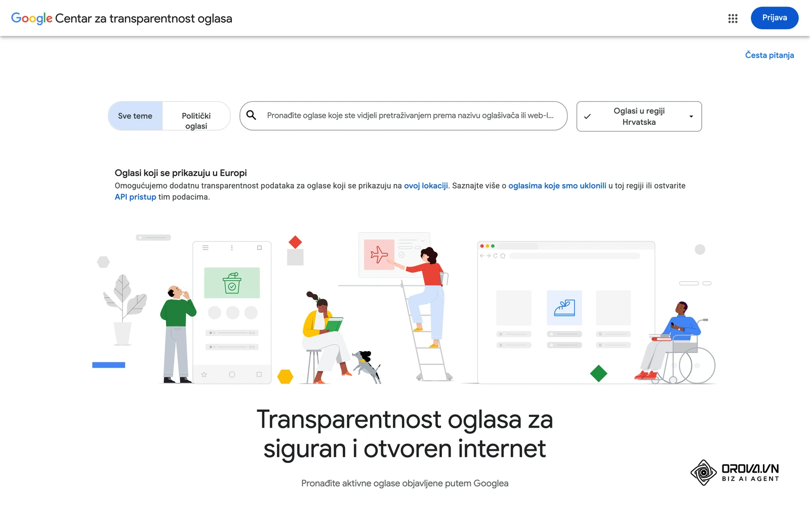 Google Ads Transparency Center: javni pregled oglasa koje oglašivači prikazuju, koristan za proučavanje tuđih oglasnih poruka prije pisanja vlastitih.