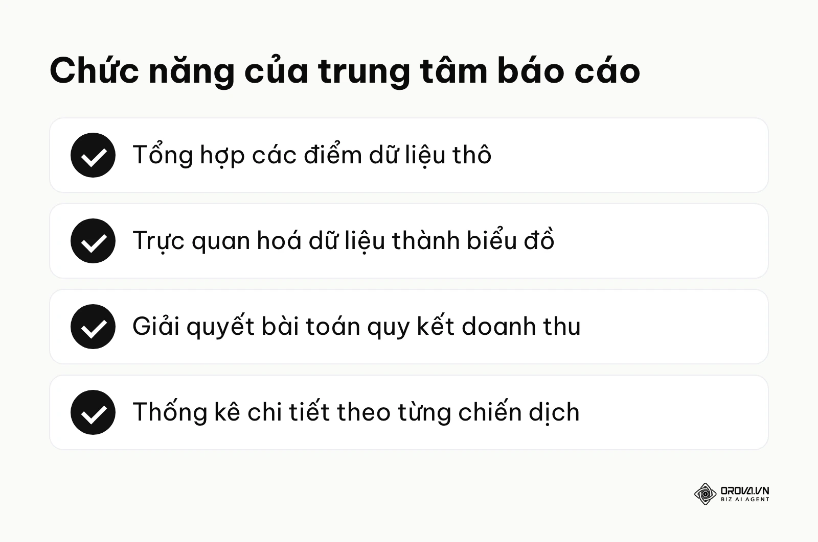 Danh sách chức năng cốt lõi của trung tâm phân tích dữ liệu.