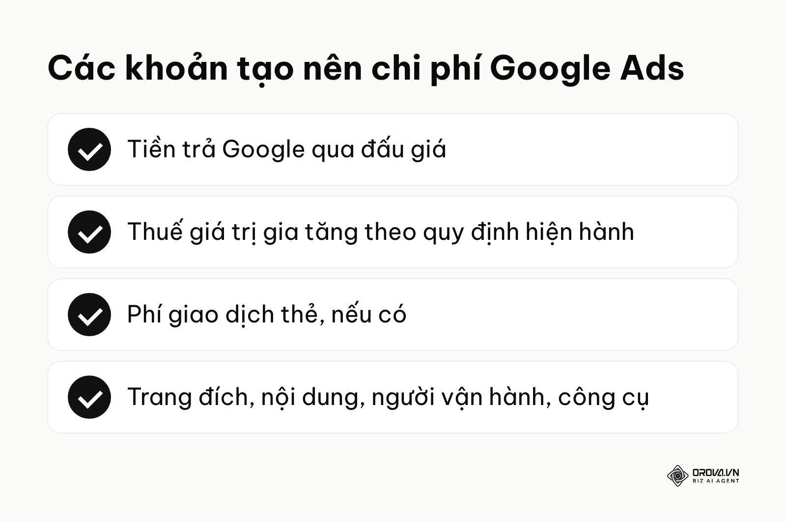 Danh sách các khoản tạo nên chi phí chạy quảng cáo Google Ads