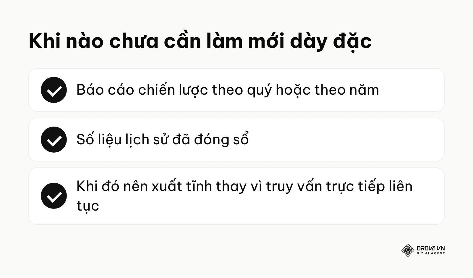 Các trường hợp chưa cần ép báo cáo làm mới dữ liệu liên tục