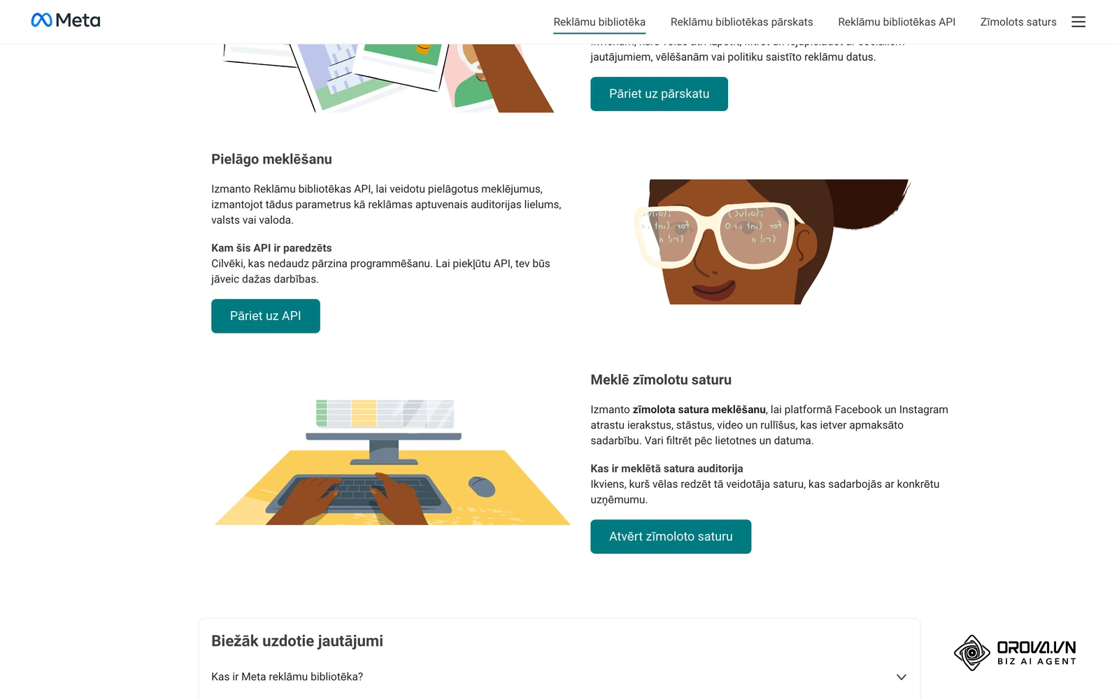 Meta reklāmu bibliotēka latviešu valodā: publisks meklētājs reklāmām un zīmolotam saturam Facebook un Instagram.