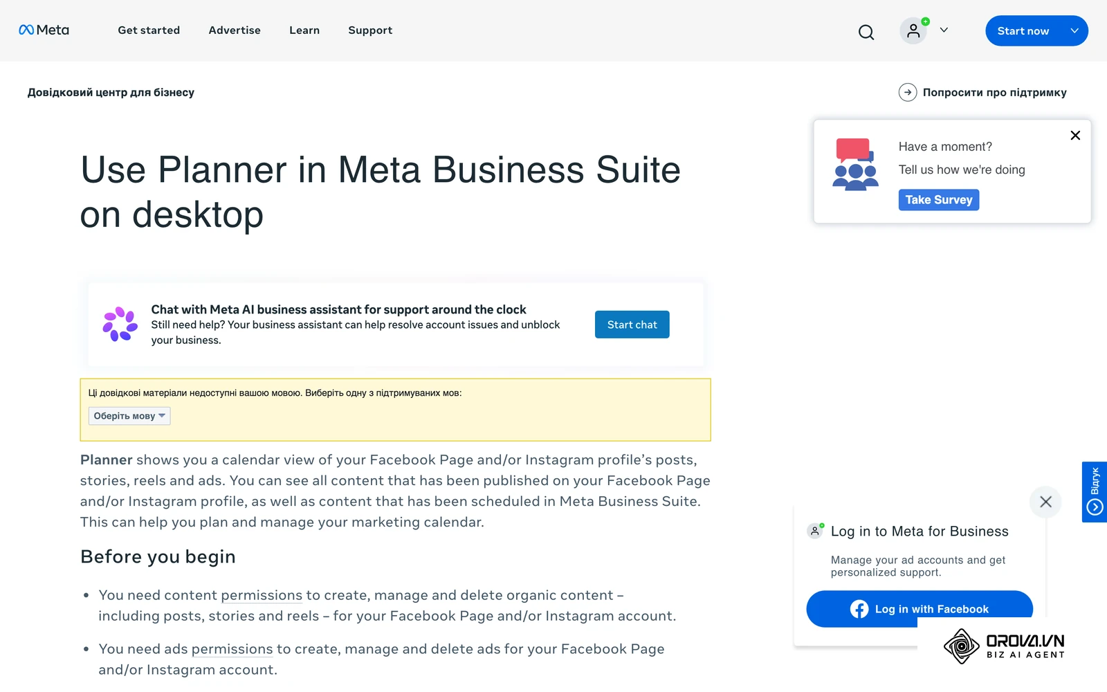 Довідка Meta про планувальник у Meta Business Suite на комп'ютері: календар запланованих дописів (сторінка доступна англійською).