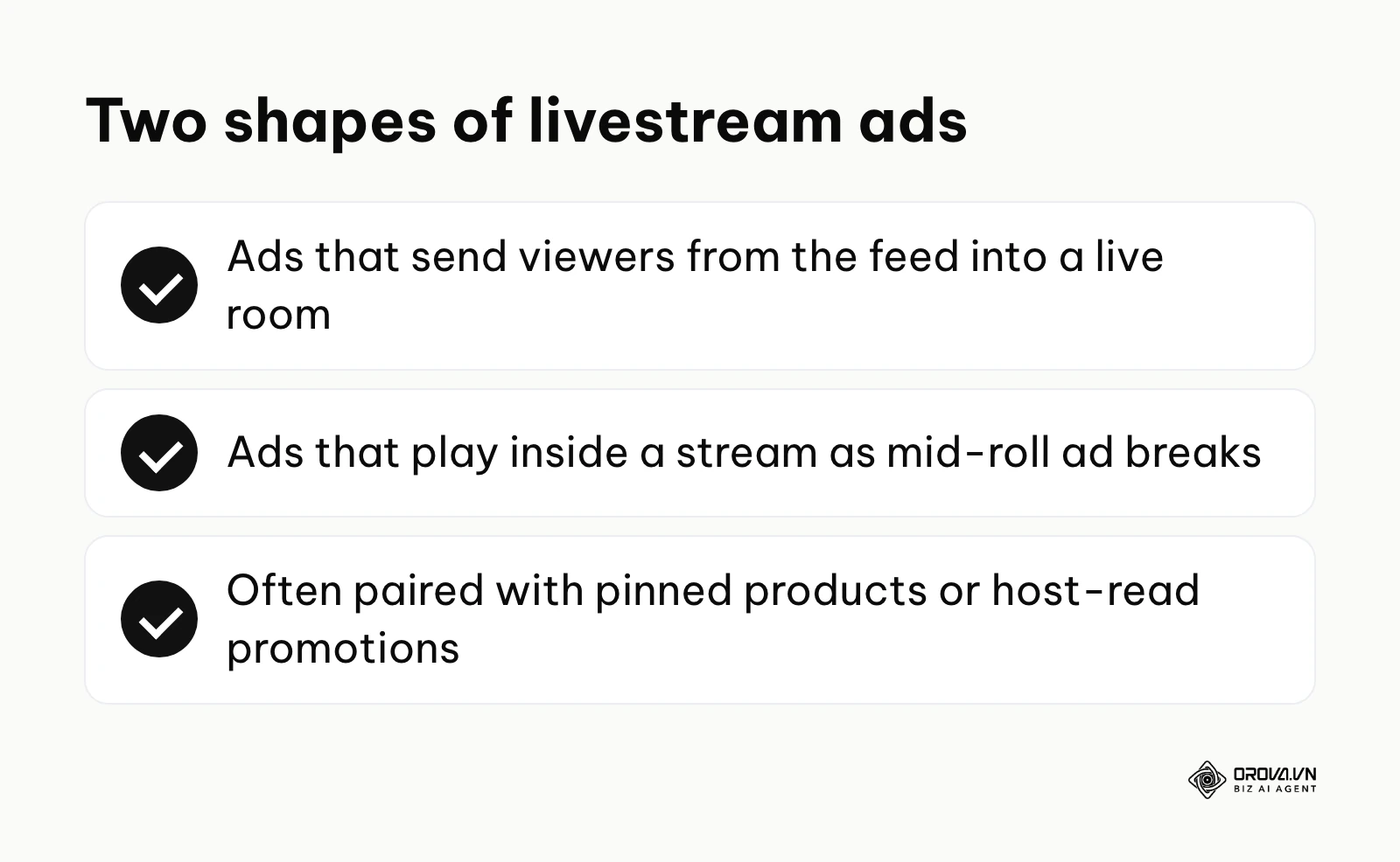 Summary of the two main shapes of livestream ads.