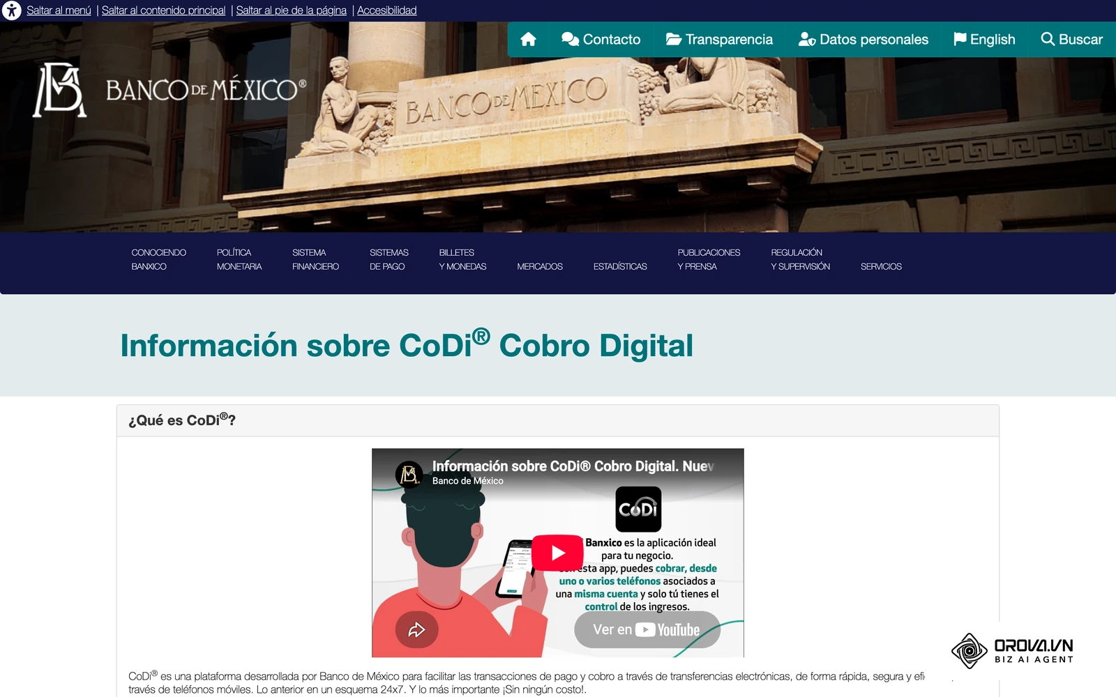 Página oficial de Banco de México sobre CoDi, el cobro digital por QR sin coste para comercios y clientes.