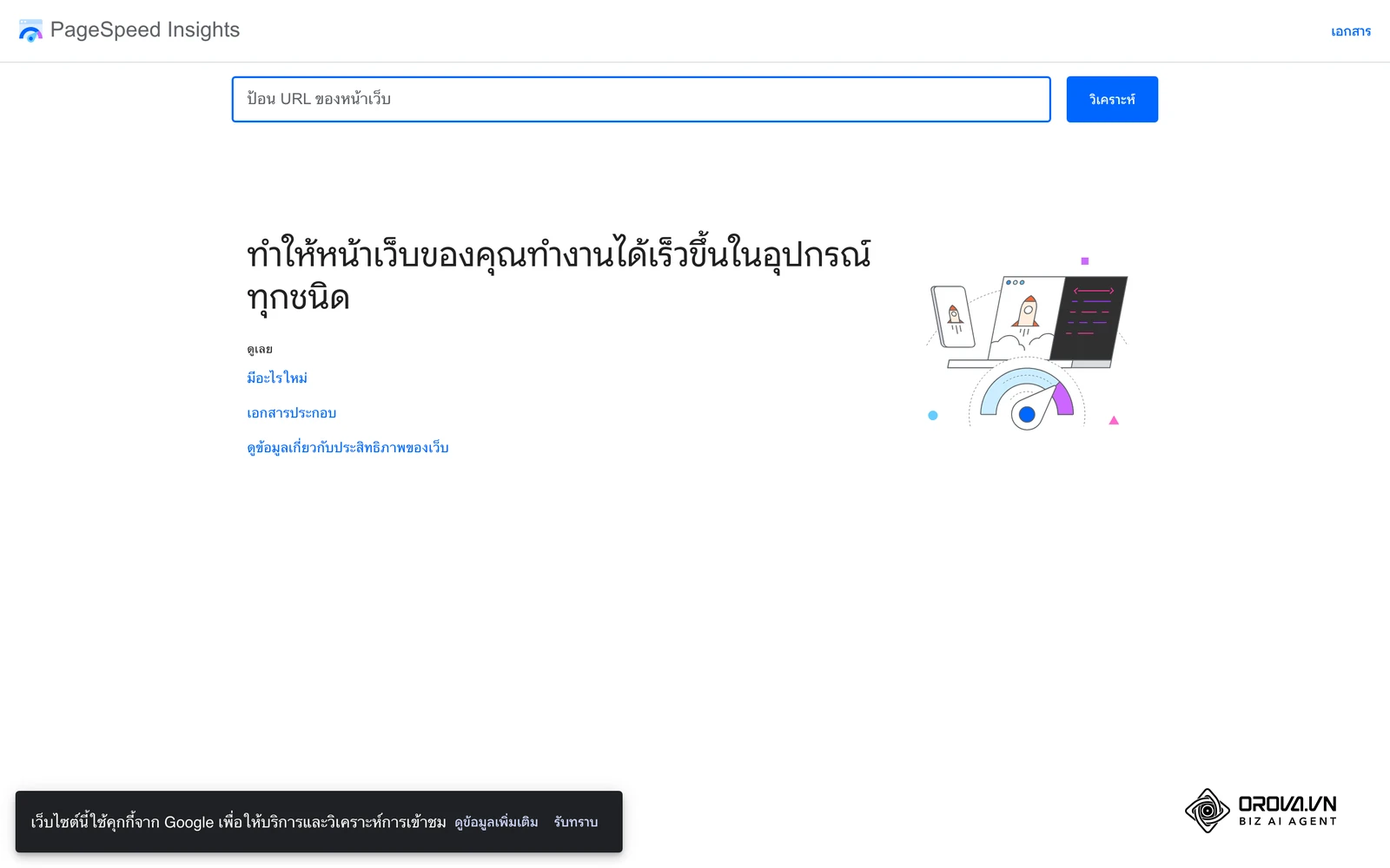 เครื่องมือ PageSpeed Insights ของ Google สำหรับตรวจสอบความเร็วของหน้าเว็บว่าผ่านเกณฑ์หรือไม่