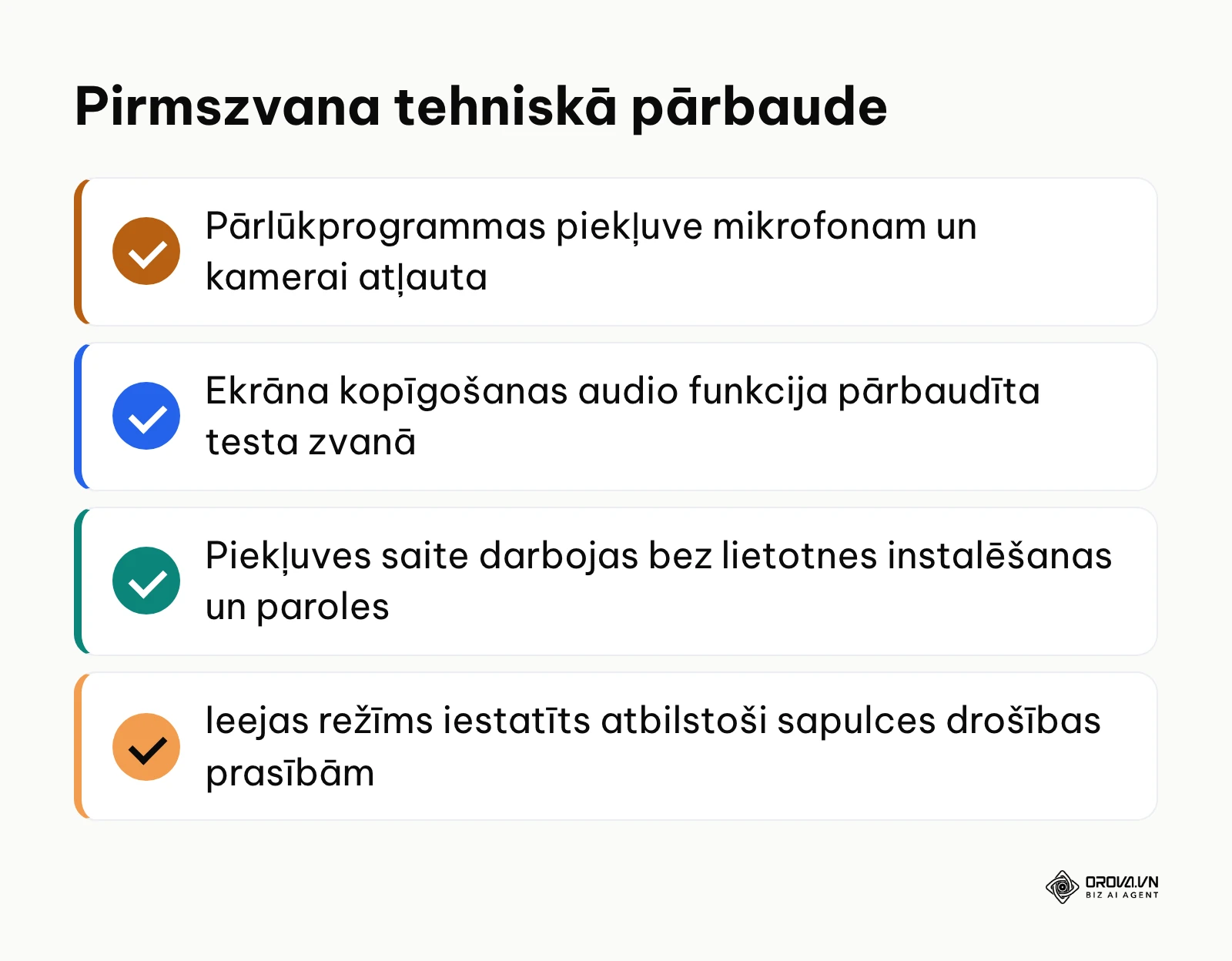 Pirmszvana tehniskās pārbaudes kontrolsaraksts