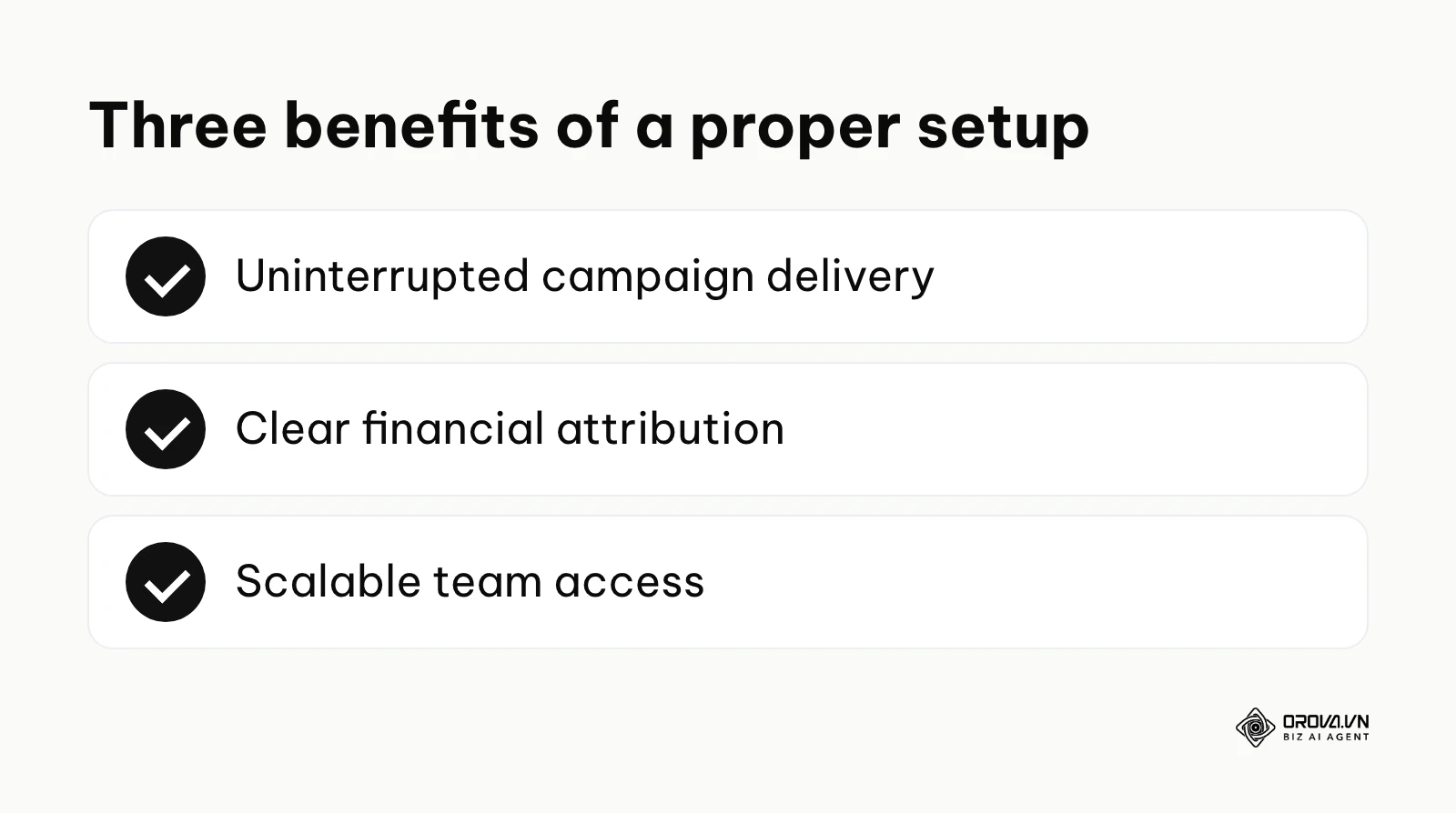 Summary of the three benefits of a proper facebook ad account setup