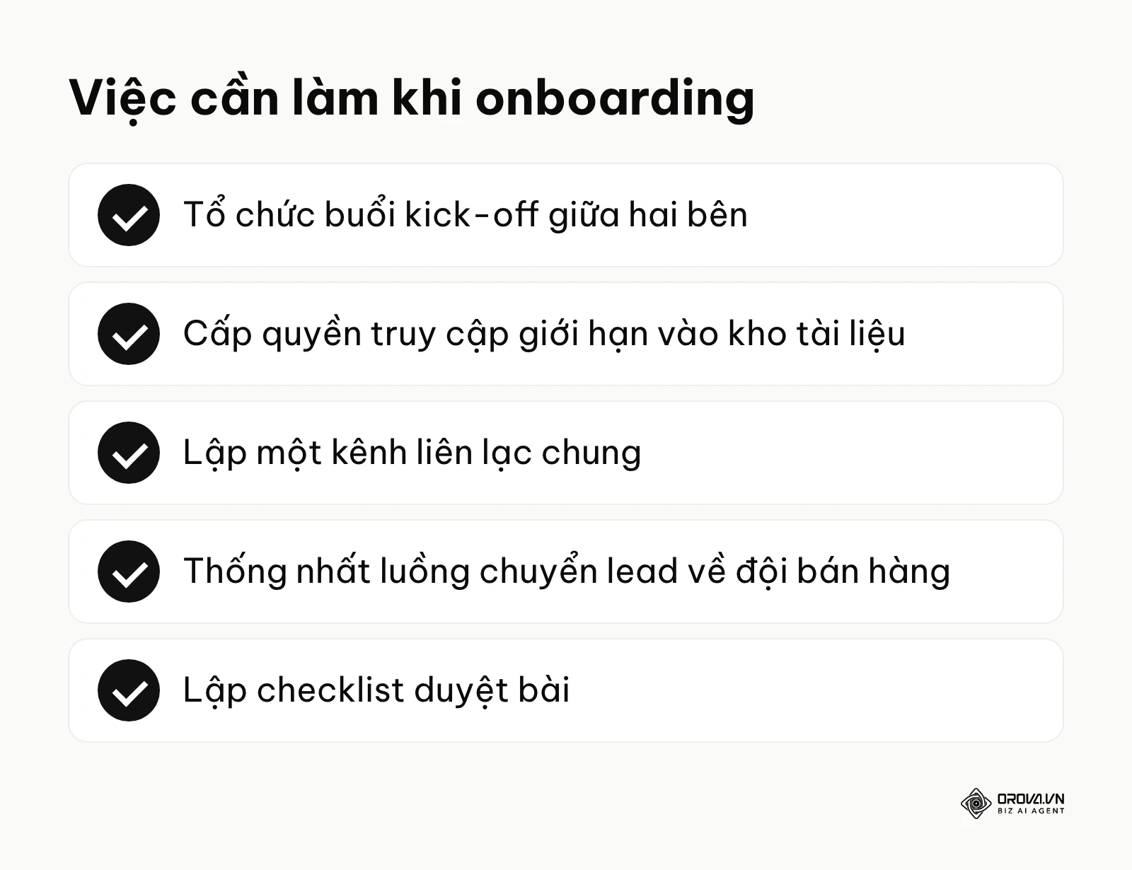 Các việc cần làm khi đưa agency vào quy trình nội bộ