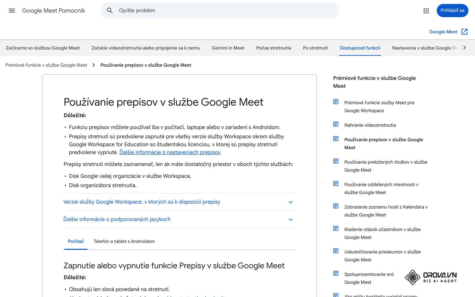 Oficiálny pomocník Google Meet v slovenčine: ako zapnúť prepis porady a kde ho po stretnutí nájsť.