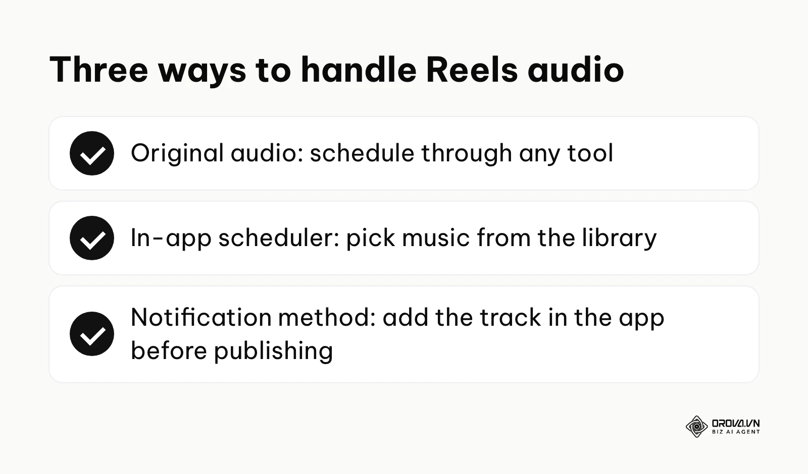 Three workflows for handling audio when scheduling Instagram Reels