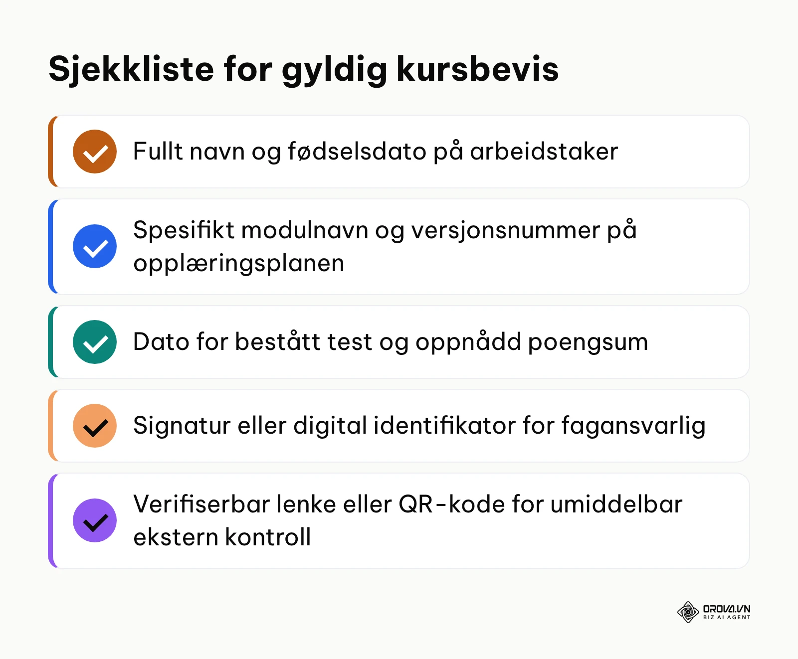 Kriterier for dokumentert opplæring i henhold til tilsynskrav