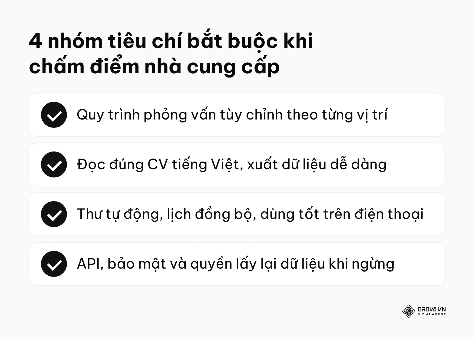 Tóm tắt 4 nhóm tiêu chí trọng tâm cần làm rõ trước khi ký hợp đồng phần mềm