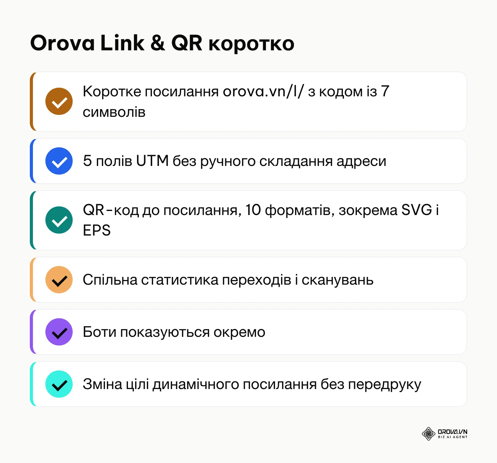 Підсумок можливостей Orova Link & QR для скорочення посилань
