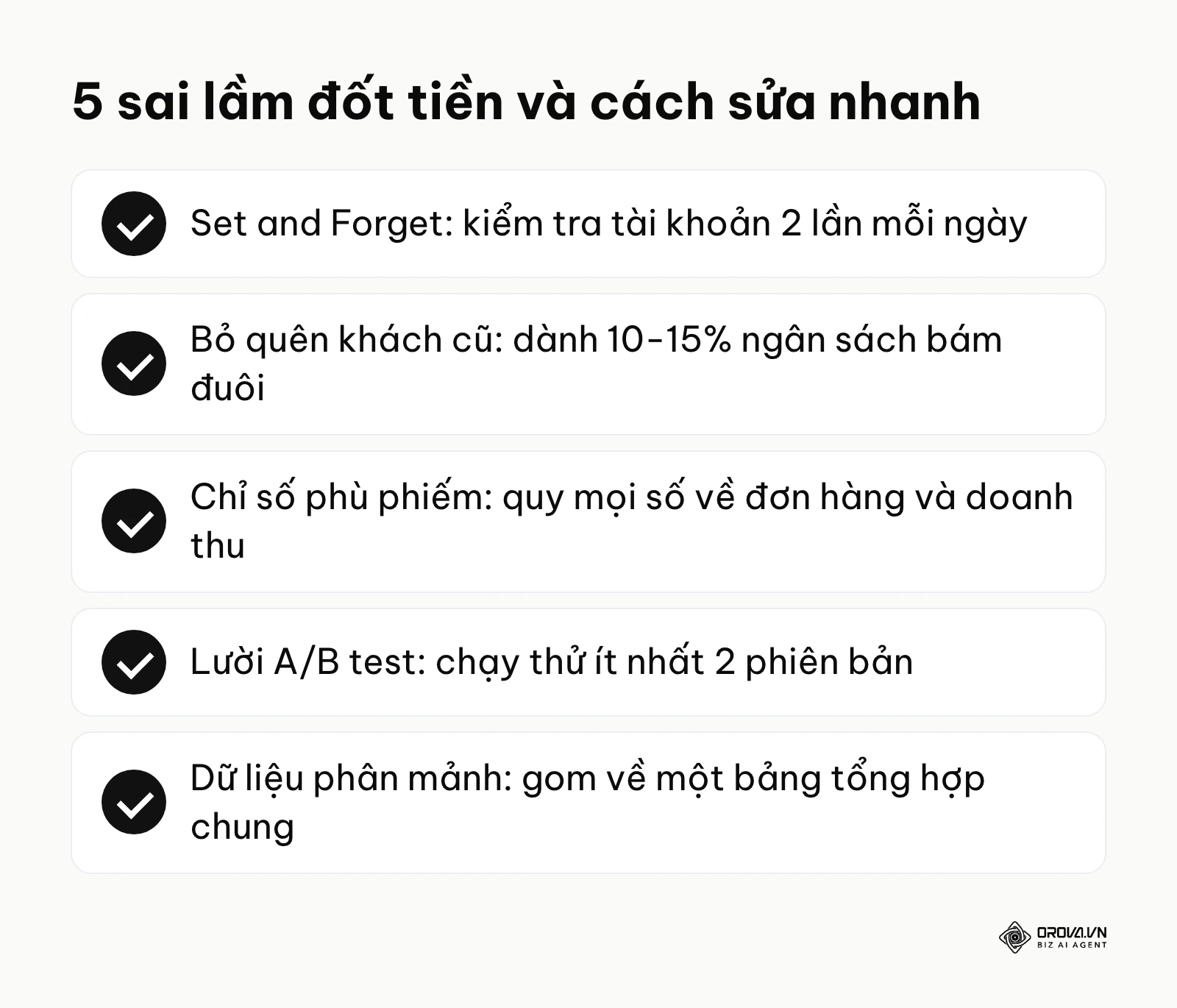 Danh sách 5 sai lầm đốt tiền khi chạy chiến dịch marketing và cách sửa