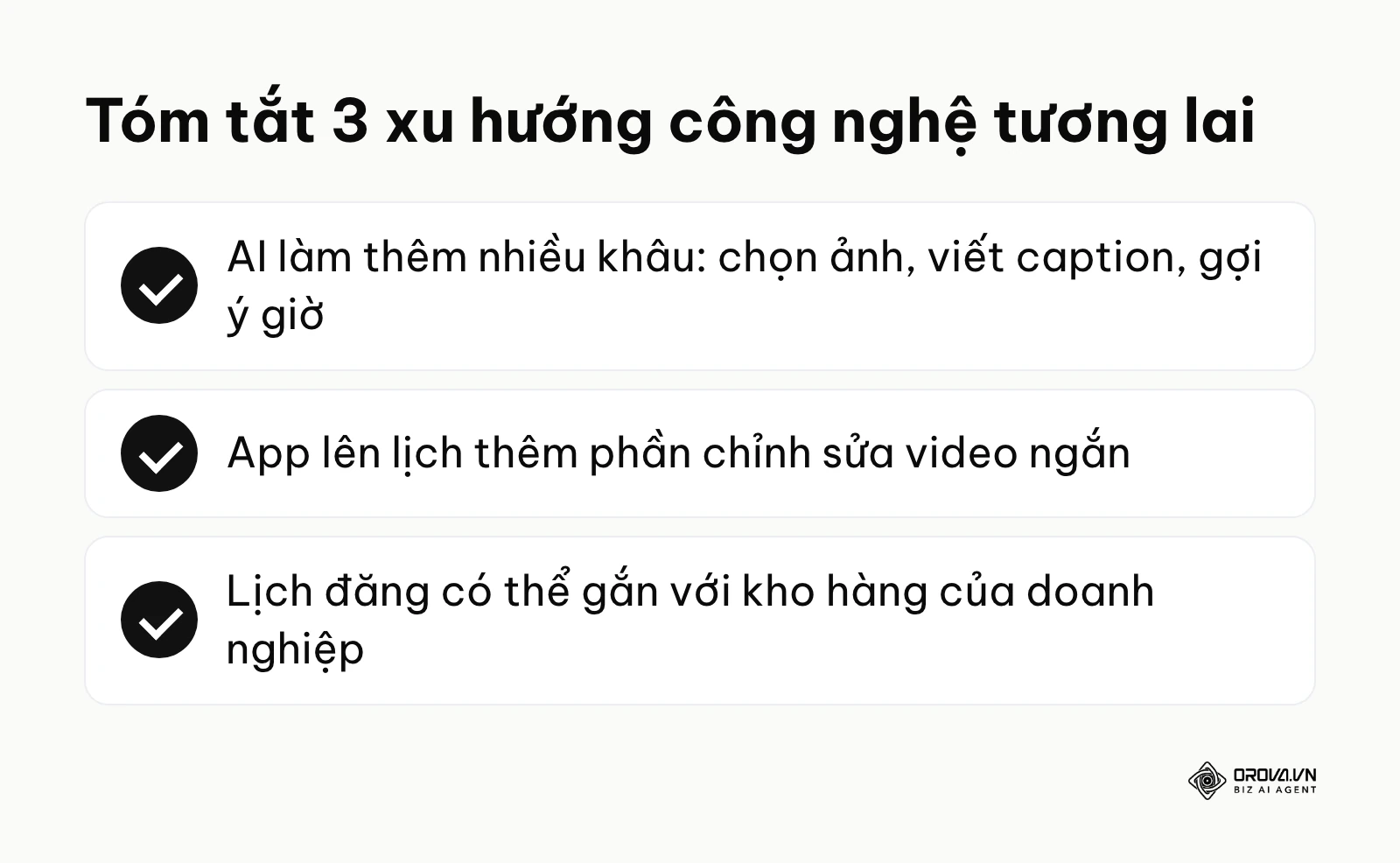 Bảng tóm tắt 3 nhận định về xu hướng phát triển của ứng dụng trong vài năm tới